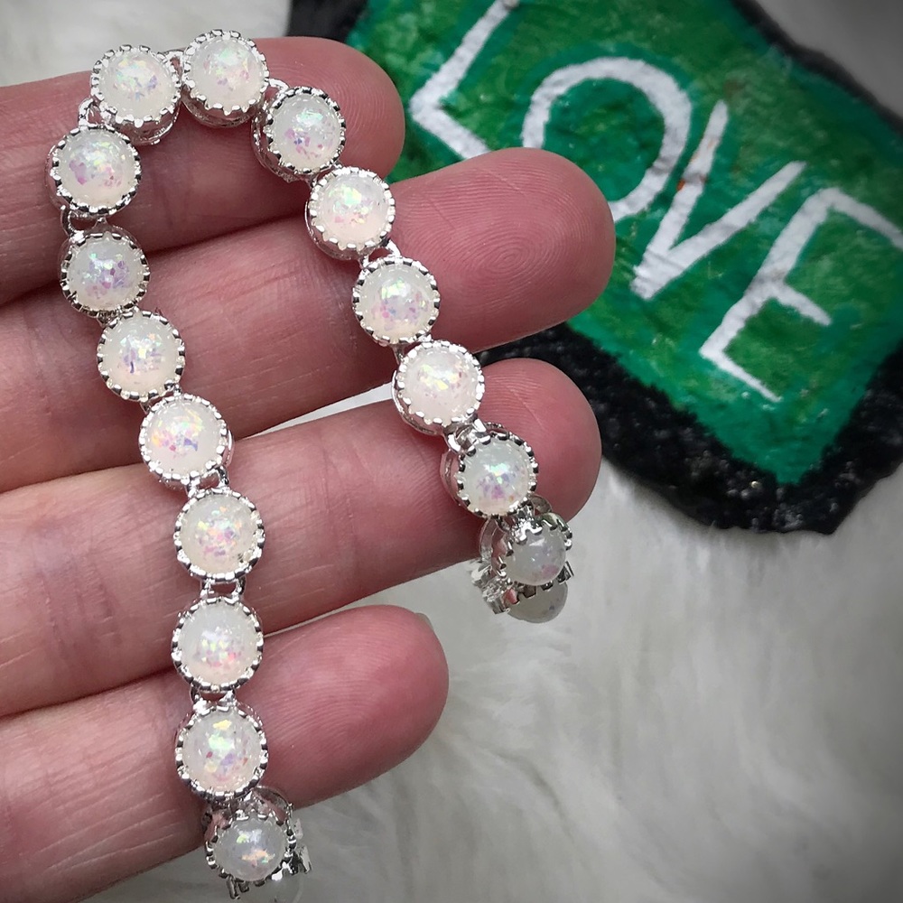 Fire Opal Silver Tennis Bracelet